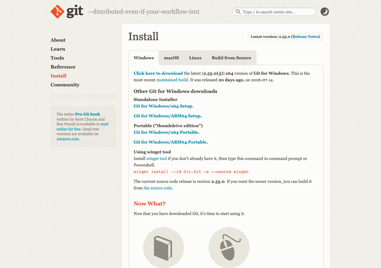 git-scm.com のWindows向けダウンロードページ